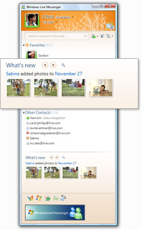 Updates from contacts