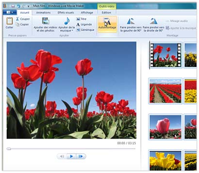 Montage de film rapide